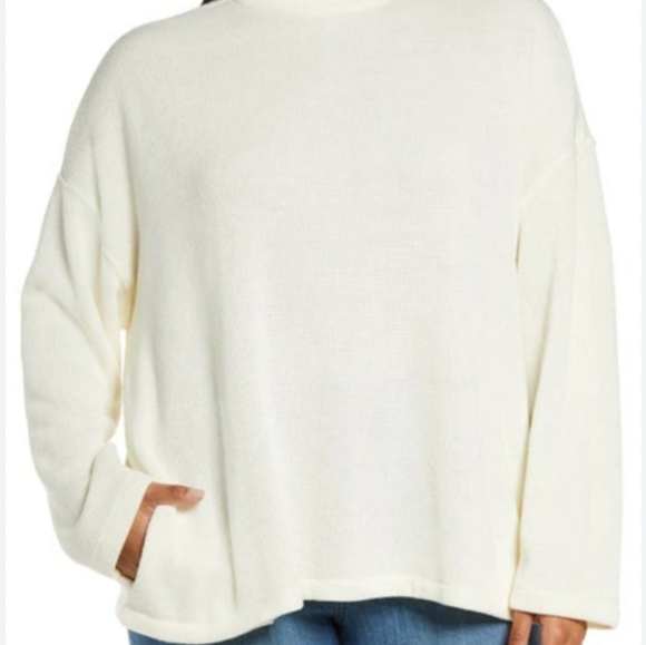 Madewell mock neck button back top SZ.L NWT Antique cream - Picture 4 of 10